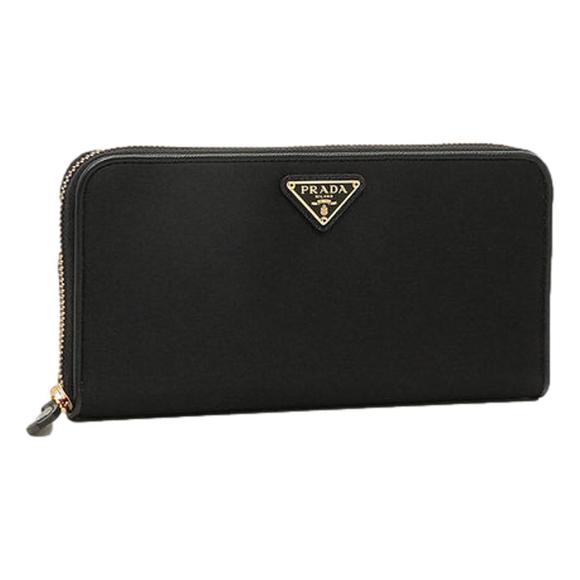 Prada Black Tessuto Nylon Zip Around Wallet Gold Triangle - Picture 1 of 7